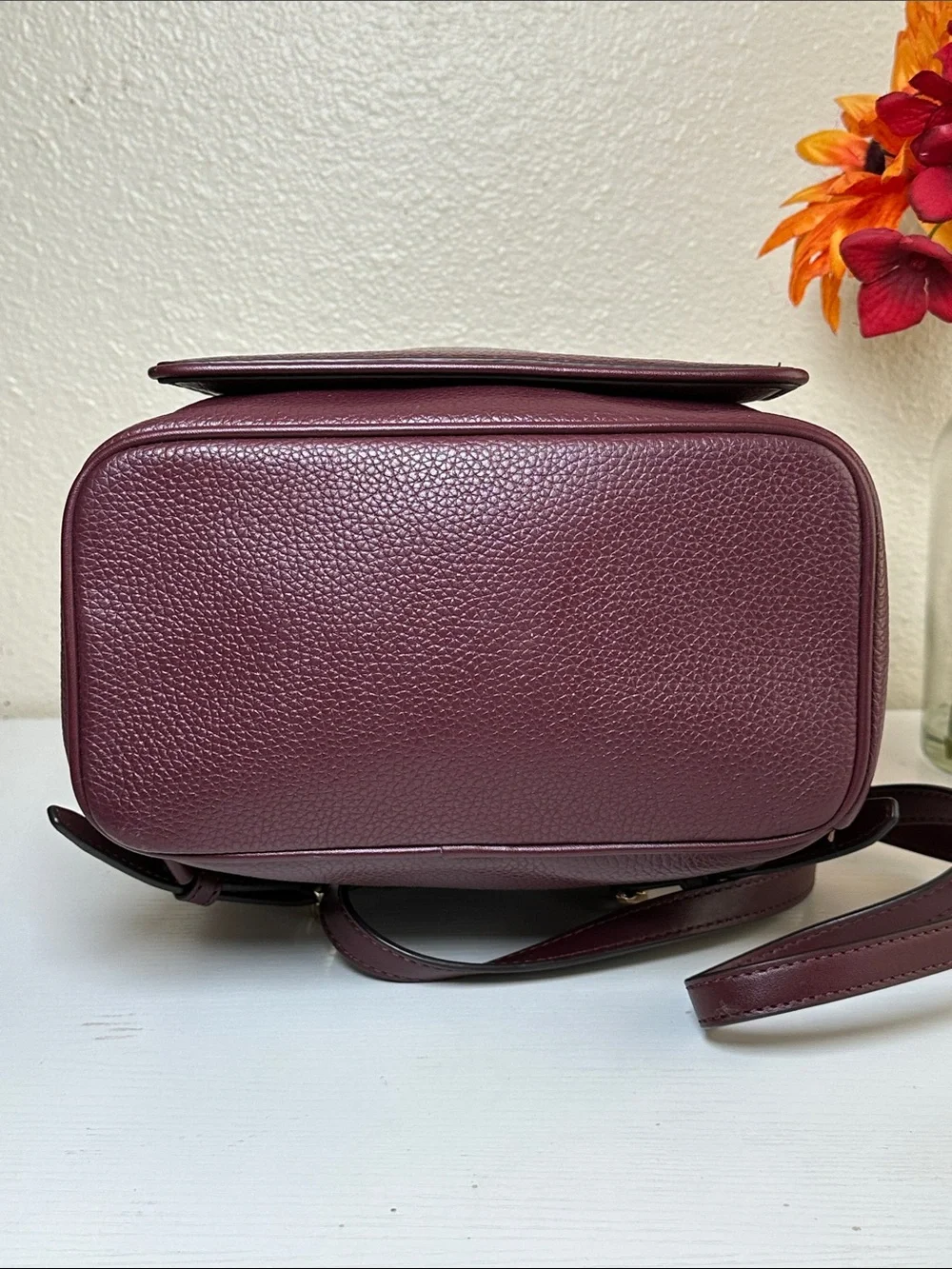 NWT Michael Kors Adina Merlot Leather MD Backpack with Gold Hardware - Picture 8 of 14